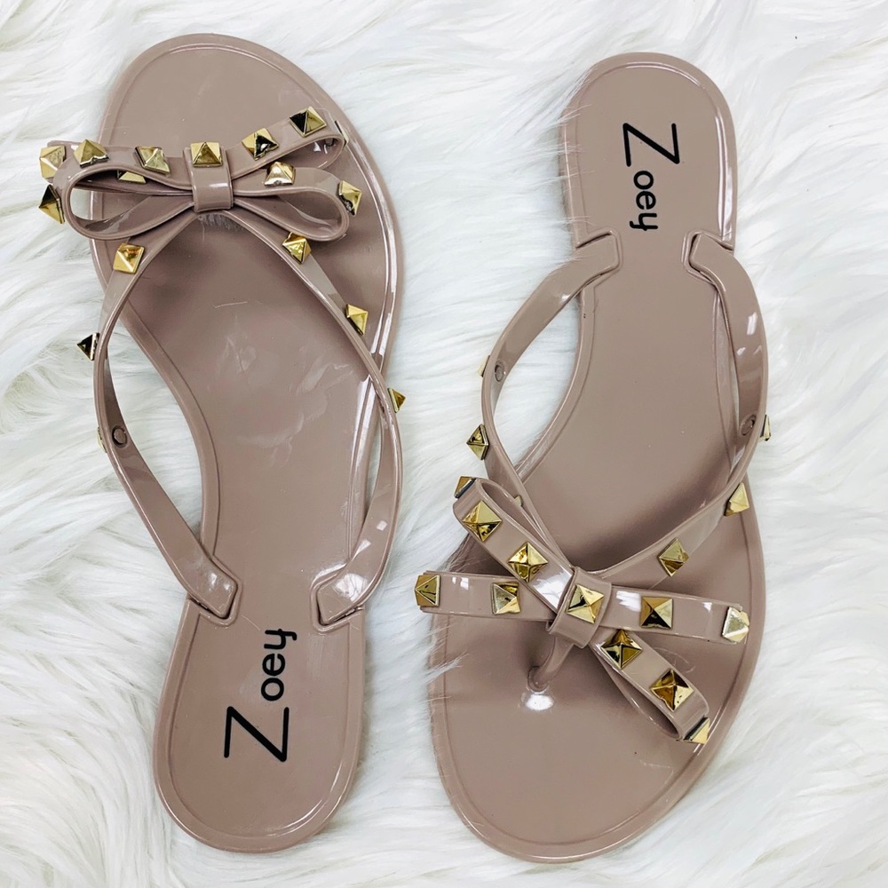 Nude studded sandal